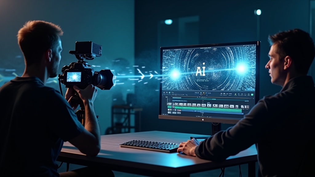 Hybrid filmmaking workflow combining real camera footage with AI-generated video in a professional editing timeline