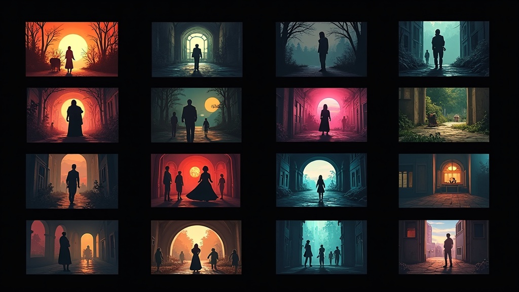 Grid of 12 AI video style presets showing cinematic, anime, noir, documentary, sci-fi, and more visual styles