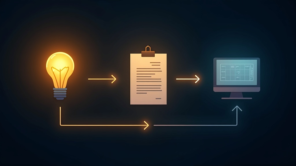 Three-step AI video creation workflow from idea to script to finished video