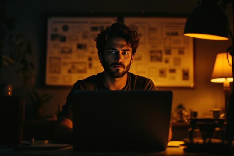 Indie filmmaker in creative studio