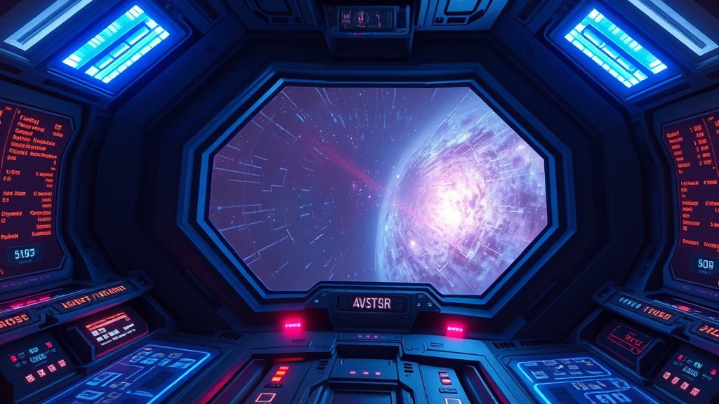 Filmaris editor showing sci-fi style settings with neon cyberpunk lighting applied to a futuristic street scene with holographic signs